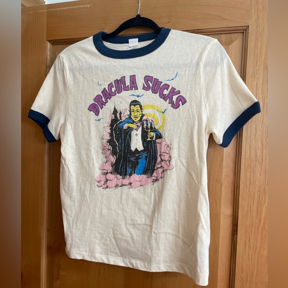 Re/Done Dracula Sucks ringer tee